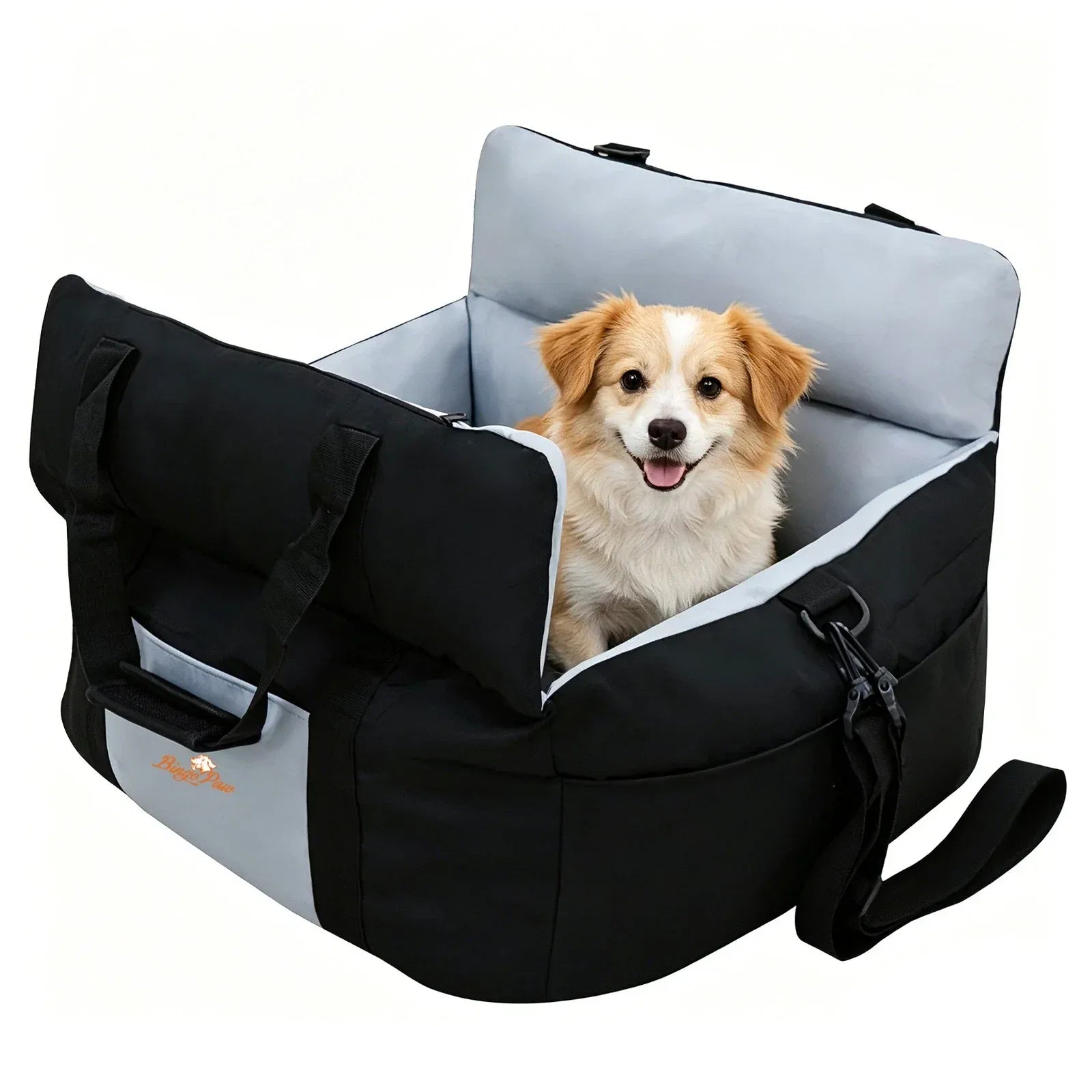 Washable Dog Car Seat Bed Pet Booster Seat Carrier with Safety Leash Portable Travel Bed for Small Dogs - Black & Blue