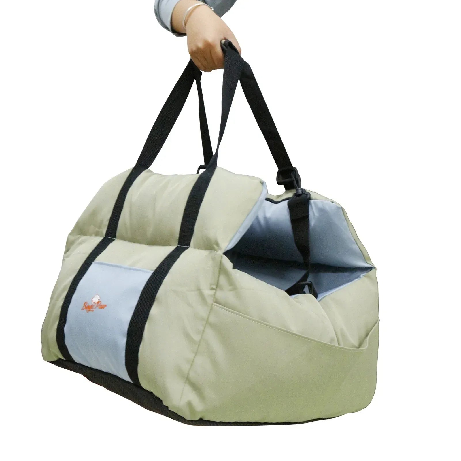 Washable Dog Car Seat Bed Pet Booster Seat Carrier with Safety Leash Portable Travel Bed for Small Dogs - Green & Blue
