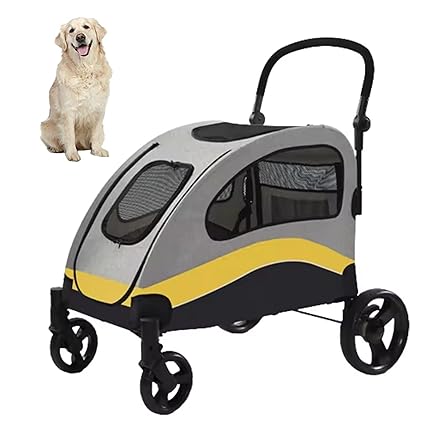 Large Dog Stroller Foldable Pet Pushchair with Doors
