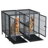  Giant Dog Cage Indoor Outdoor Super-Hard Metal Kennel Pet Playpen W Tray & Divider