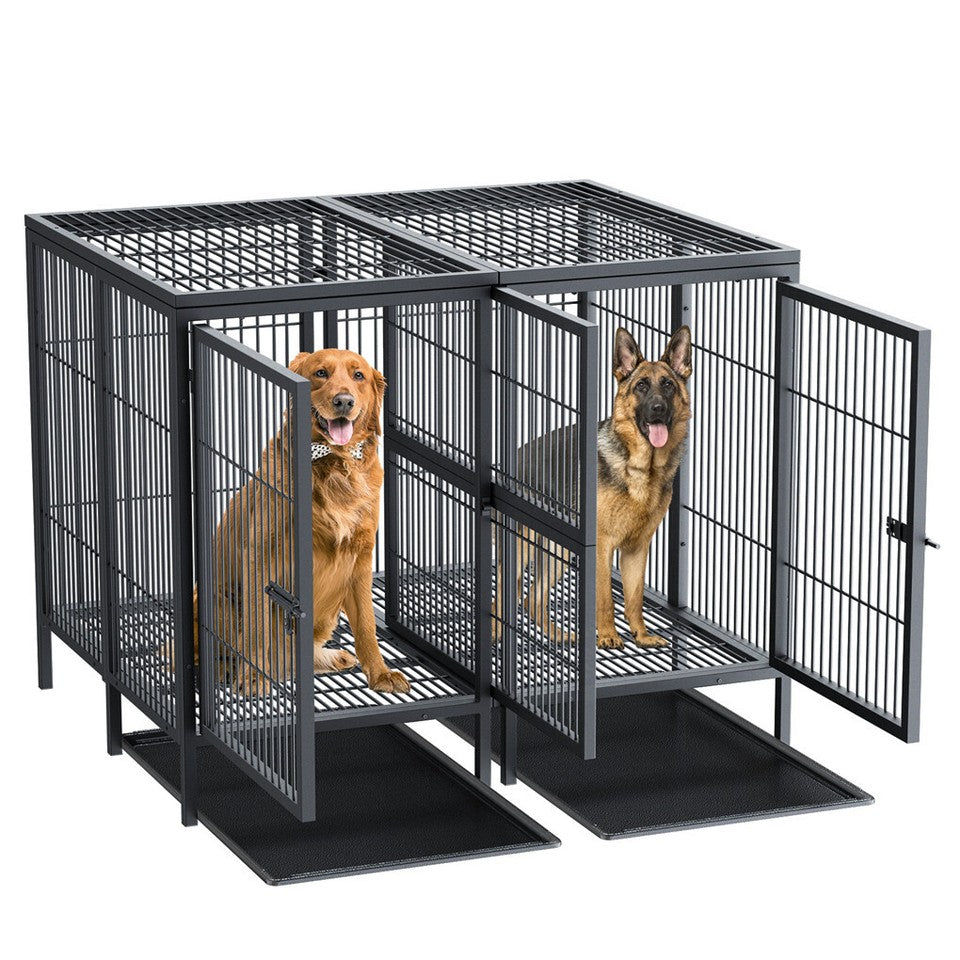  Giant Dog Cage Indoor Outdoor Super-Hard Metal Kennel Pet Playpen W Tray & Divider