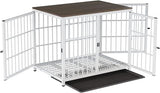 Indestructible Wooden Dog Crate Furniture With Divider For 2 Dogs Cage End Table
