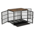 P&P Black Walnut Dog Crate with Wooden Furniture Style, 3-Door Entry and Slide Out Tray