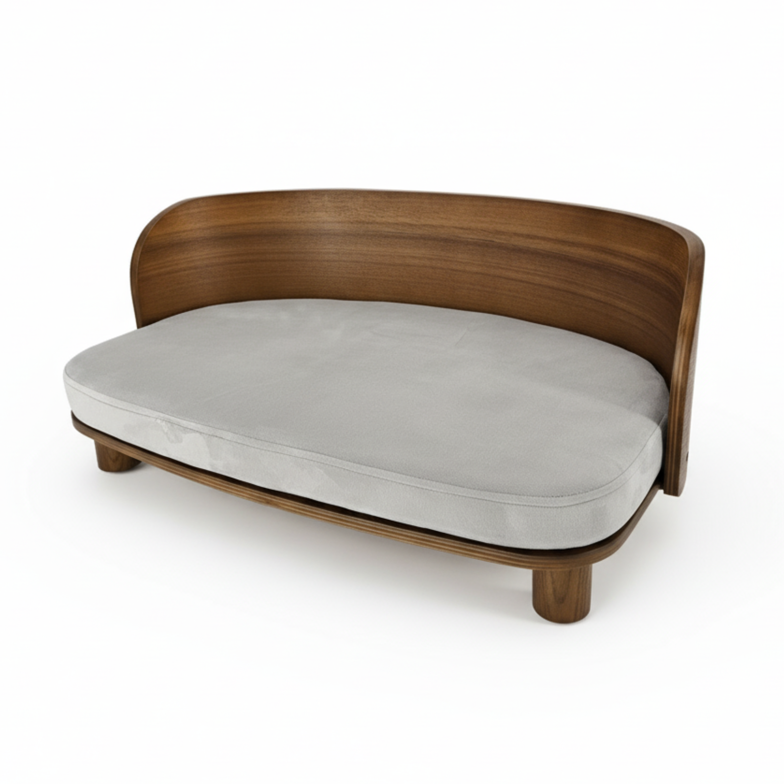 P&P Wood & Grey Small Elevated Cat Bed With Cushion, Solid Frame And Quick Assembly