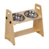 Wooden Elevated Dog Food Bowl with 2 Stainless Steel Bowls Adjustable Pet Feeding Station for Dogs and Cats