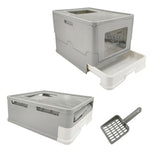  Large Enclosed Cat Litter Box Foldable Cat Kitten Toilet Box with Slide-Out Tray