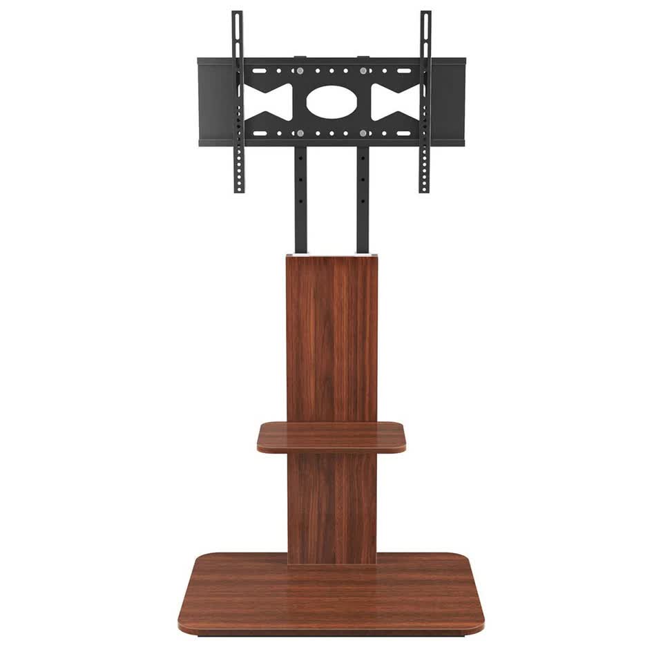 32"-65" Tv Floor Stand Adjustable Corner Tv Mount Bracket With Sturdy Wood Base