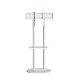Minimalist Marble Textured Floor Tv Stand 32"-75" Strong Steel Tv Bracket Stable