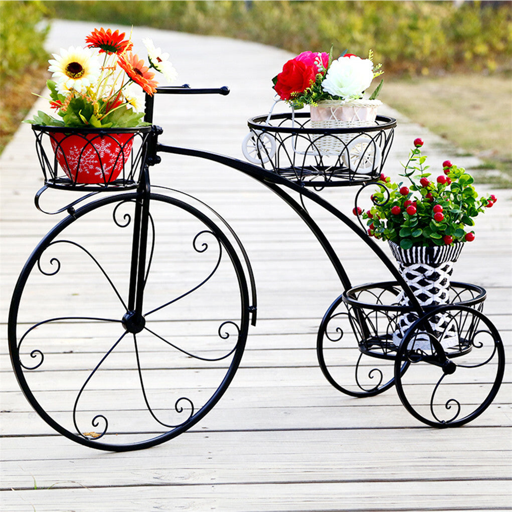 3 Tier Bicycle Style Flower Pots Indoor Outdoor Garden Shelf Rack Metal Plant Stand Au