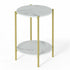 e Store - Marble Sofa Side End Table/Coffee Table with Shelf & Gold Iron Legs