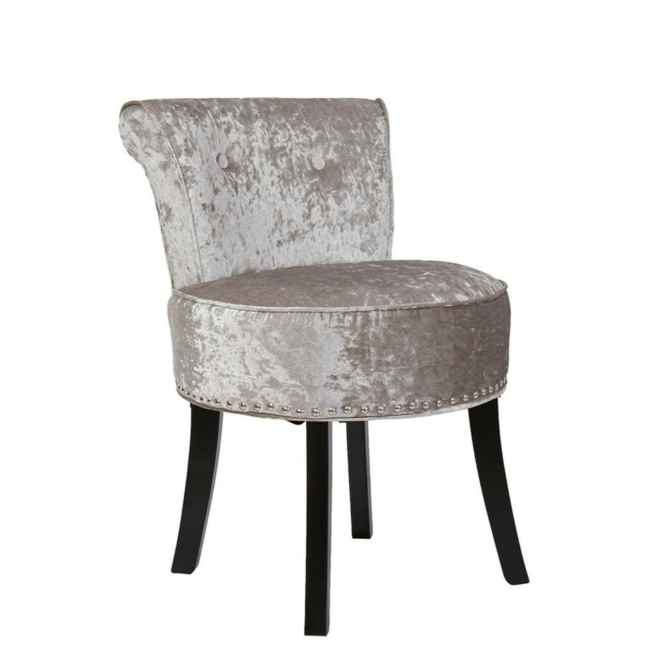 Round Vanity Stool with Padded Seat and Backrest