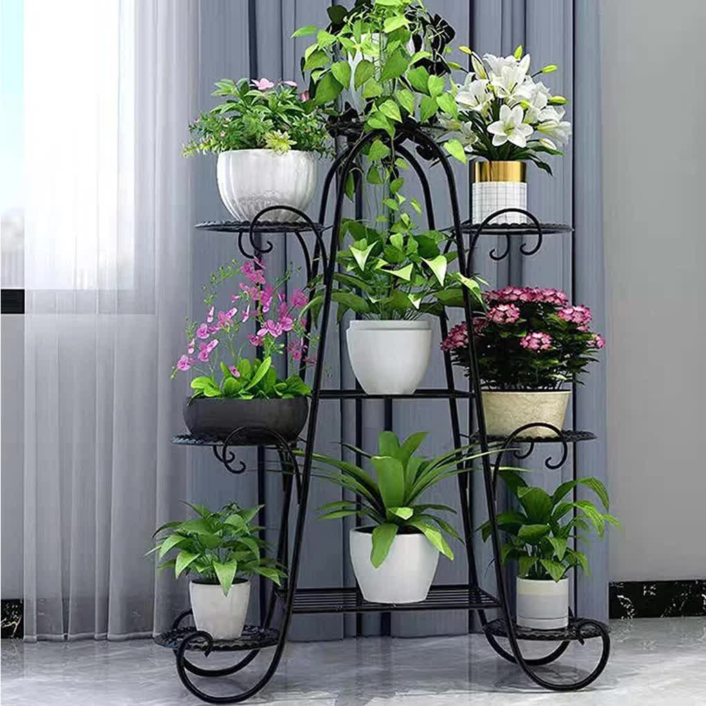 Oversized Metal Plant Stand with 9-Tier Flower Display Shelves