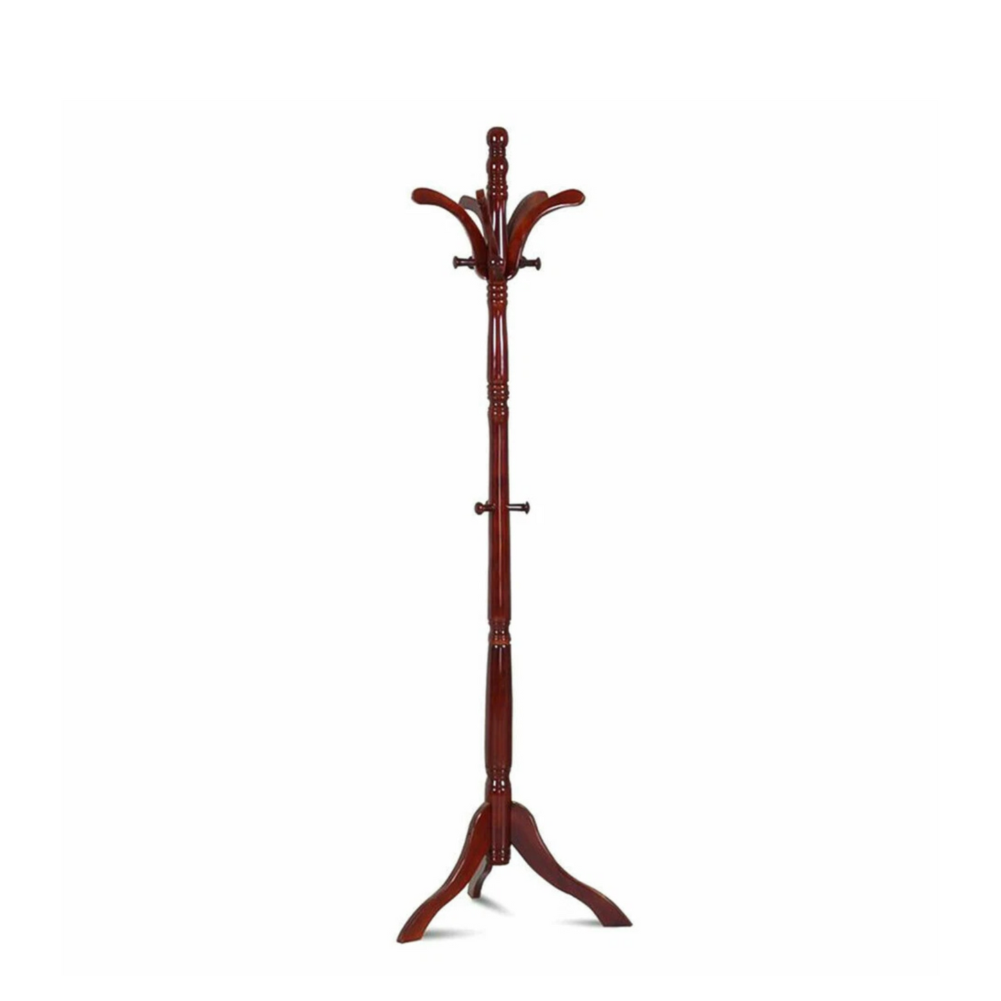 Vintage Wooden Coat Rack Stand with 13 Hooks for Hats, Clothes and Handbags