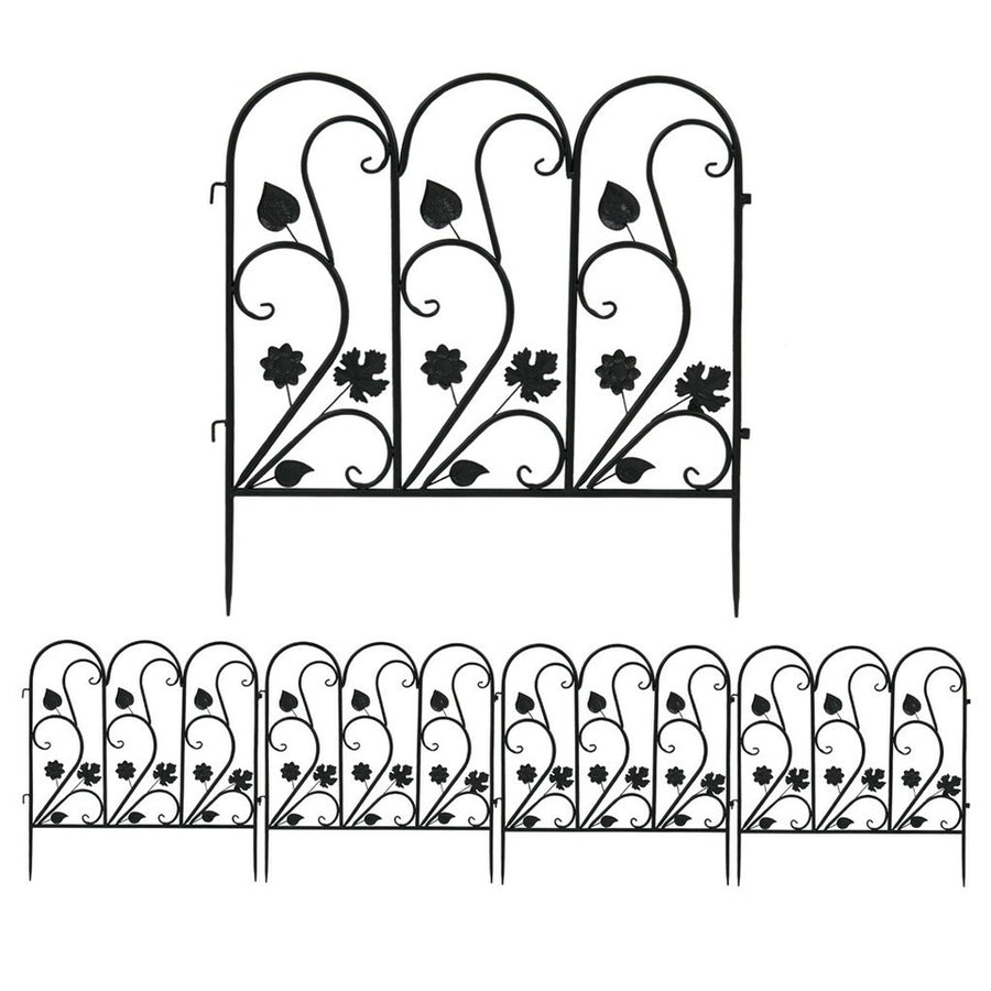 5-Piece Decorative Garden Fence Black Metal Wire Patio