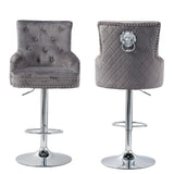  Elegant Swivel Bar Stool Velvet Airlift Counter Height Bar Kitchen Dining Chair