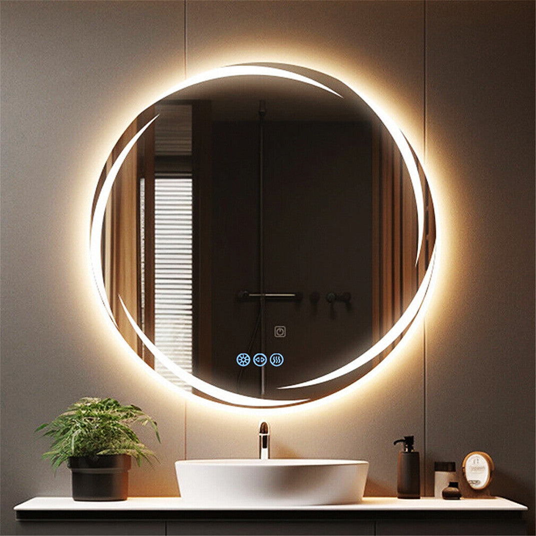 Round LED Anti-Fog Backlit Bathroom Mirror(80x80cm)