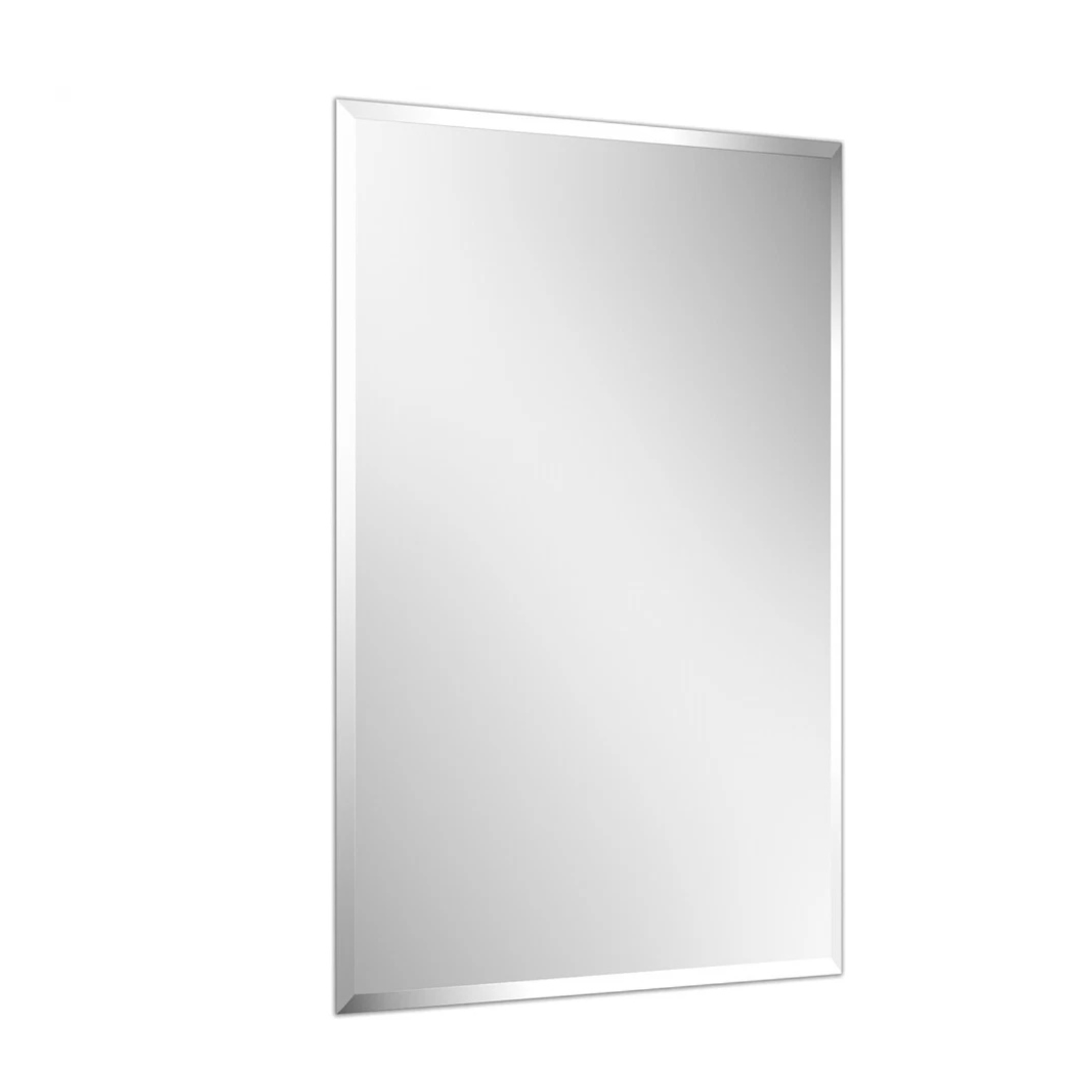 P&P Silver Rectangular Wall Mirror 50x70cm Frameless Beveled Edge Glass for Modern Rooms