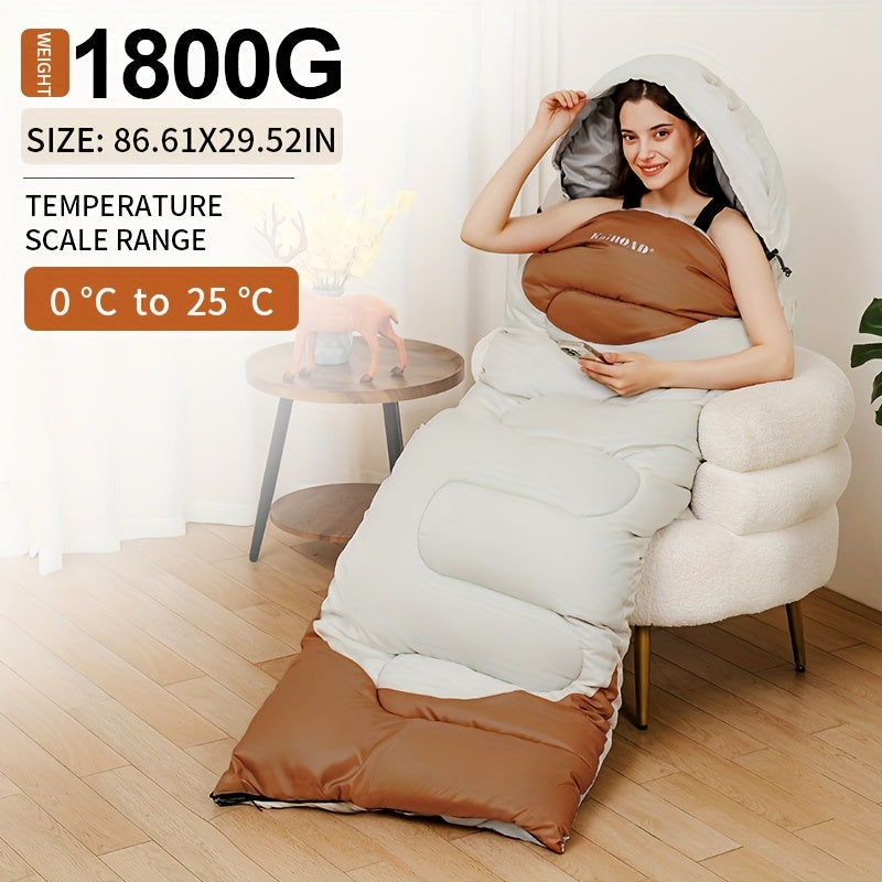 KAIROAD Extra Wide Mummy Sleeping Bag + FREE Accessories (Eye Mask, Earplugs, Square Pillow) - 3 Season, Warm & Cold Wea