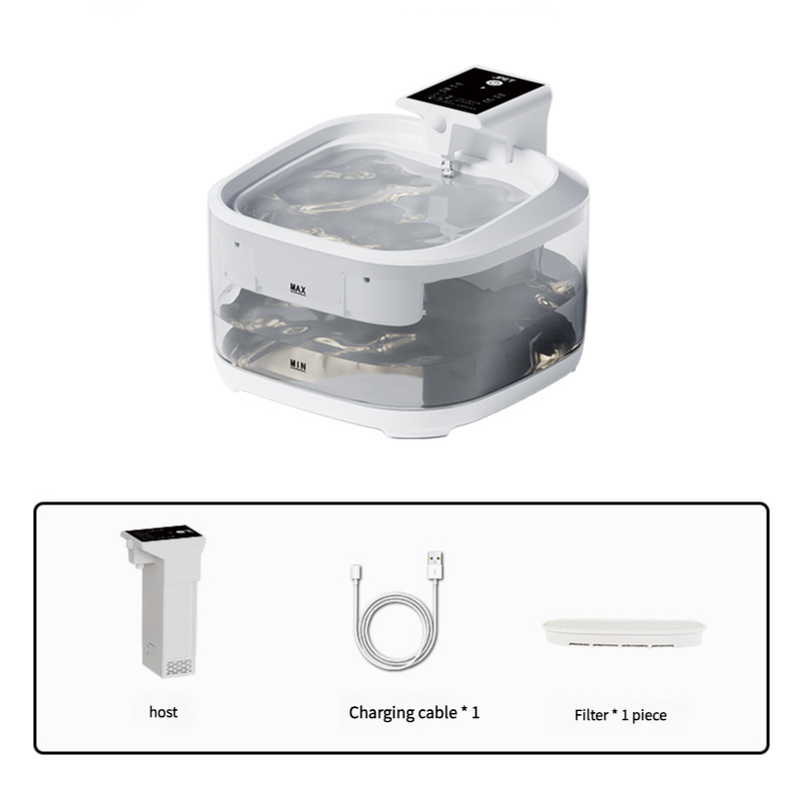4.5L Smart Pet Water Fountain with Digital Display and Charging Cable â€“ White Design