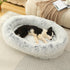 Fluffy Donut-Shaped Pet Bed- Soft, Cozy, and Anti-Anxiety for Dogs and Cats, Machine Washable  Gradient Gray  Size:M 75*55*18cm