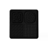 Multi-Functional Slow Feeder Mat for Dogs- Anti-Slip Lick Pad with Multiple Textures Square 2PCS (Black & Grey)