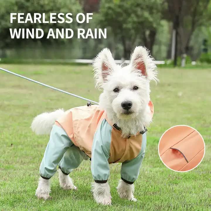 Waterproof Dog Raincoat with Hidden Leash Hole -Windproof and Comfortable for Outdoor Walks, Size:M (Back Length 25cm/9.