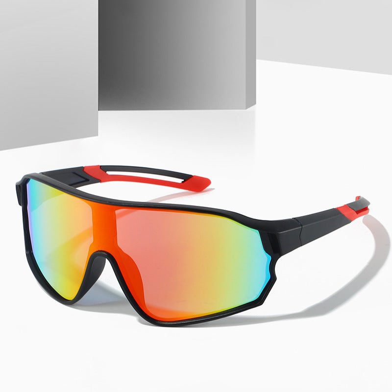 Fashionable Sports Sunglasses with Colorful Mirror Lenses  UV400 Protection for Cycling & Outdoor Activities  Orange red