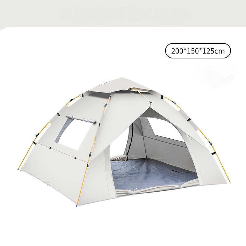 Beige 2 Person Lightweight Camping Tent (200*150*125cm) | UV Protection Silver Coated, Dual Doors & Windows