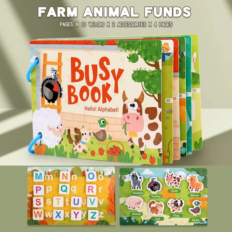 Themed Busy Book Set - Educational Activity Books for Preschool Learning (Farm, Vehicles, Dinosaurs, Ocean, and Forest,5