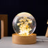 Luminous 3D Dandelion Crystal Ball Beech Wood Stand Base Preserved Flower Sphere Ball Desktop Ornaments Bithday Christma