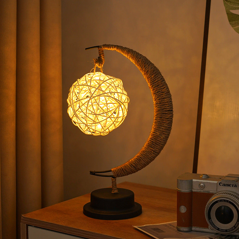 LED Multi-Shape Decorative Lights - Star, Moon, Apple USB Night Lights with Handmade Hemp Rope, Warm Iron Craft, Perfect