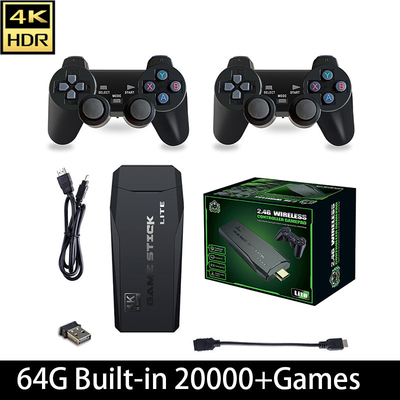 (M8 64G Built-in 20000+Games) 4K Wireless Retro HDMI Video Game Console with Dual Controllers - Supports Multiple Emulat