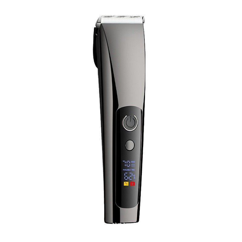 Black Professional Rechargeable Hair Clipper with Digital LED Display - Precision Trimmer for Men 
