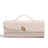 Beige Luxury Woven PU Leather Clutch - Elegant Women&