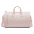 Pink PU Leather Travel Duffel Bag - Large Capacity Waterproof Suit Bag with Shoe Compartment