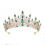 Luxury Full Rhinestone Bridal Tiara - Elegant Alloy Crown Hairband with 3A Grade Crystals  Green