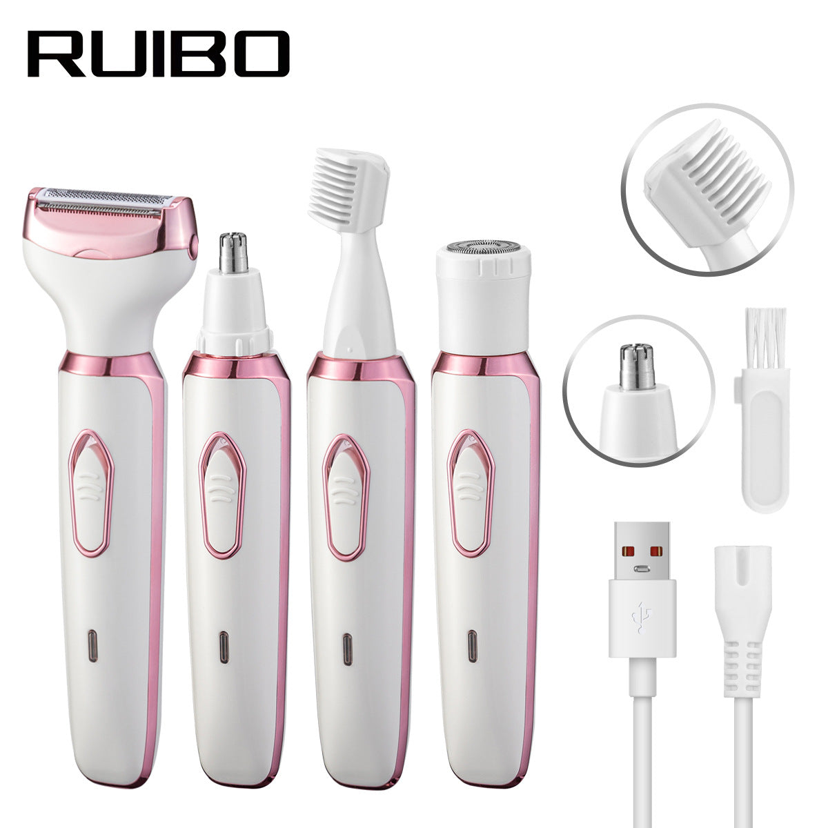  Women's 4-in-1 Electric Hair Removal Razor for Sensitive Areas - Underarm, Bikini Line & Body Grooming (3028 white)