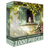 (2 PCS) 1000-Piece Windowsill Cat Jigsaw Puzzle - High Difficulty Stress-Relief  Toy