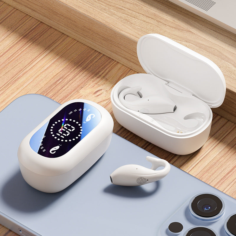 White Dolphin M66 Clip-on Bluetooth Earphones - Wireless, 8+ Hours Battery, 15m Transmission Range, Durable PC+ABS Mater