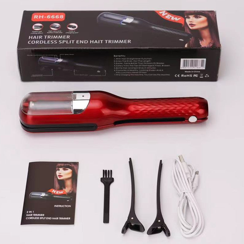 Red  Mini - Automatic, Hair Repair Split End Remover Trimmer For Dry, Splitting, Damaged And Brittle Split Ends, Men And
