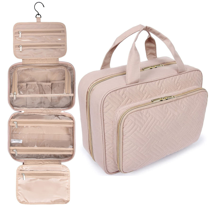Pink Hanging Toiletry Bag Makeup Bag Travel Organizer Set - Portable, Multi-Compartment Storage for Cosmetics and Toilet