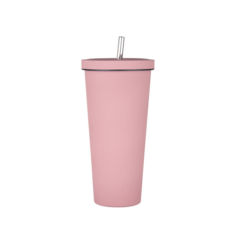 750ml Pink Straw Cup - 304 Stainless Steel Reusable BPA-Free Water Bottle with Leak-Proof Lid, Large Capacity, Perfect f