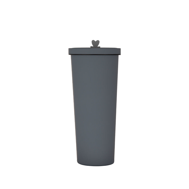 750ml Grey Straw Cup - 304 Stainless Steel Reusable BPA-Free Water Bottle with Leak-Proof Lid, Large Capacity, Perfect f