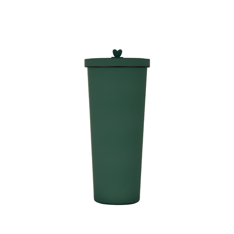 750ml Military Green Straw Cup - 304 Stainless Steel Reusable BPA-Free Water Bottle with Leak-Proof Lid, Large Capacity,