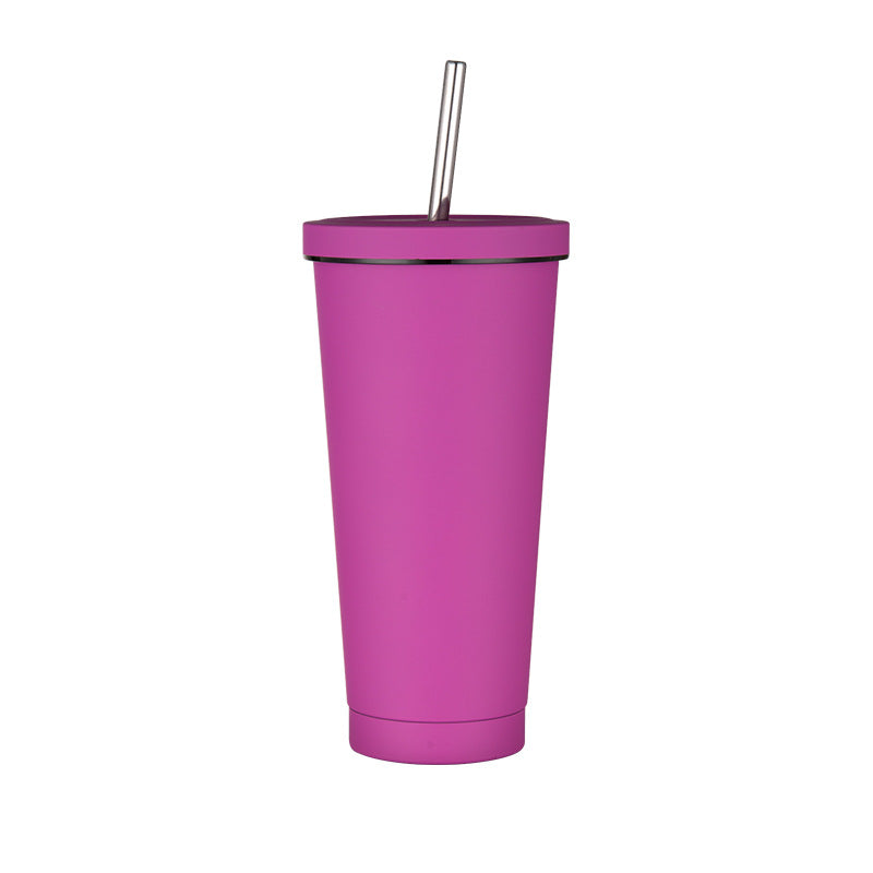 750ml Rose Red Straw Cup - 304 Stainless Steel Reusable BPA-Free Water Bottle with Leak-Proof Lid, Large Capacity, Perfe