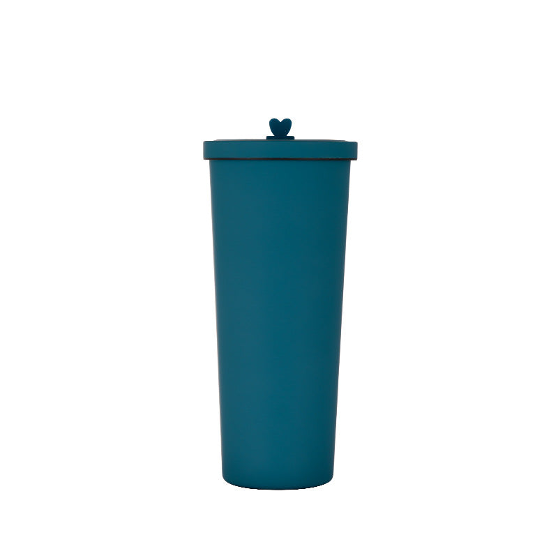750ml Blue-green Straw Cup - 304 Stainless Steel Reusable BPA-Free Water Bottle with Leak-Proof Lid, Large Capacity, Per