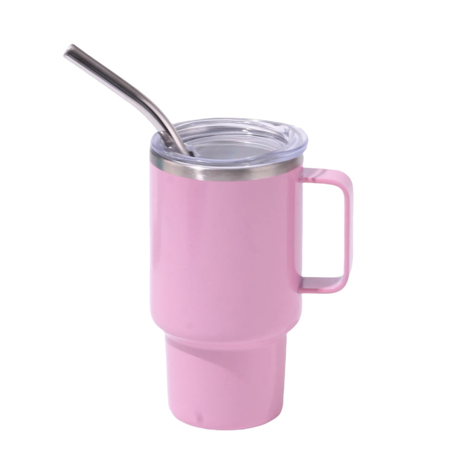 2PCS  3oz Pink Sublimation Mini Car Cup - 304 Stainless Steel Straw Beer Cup, Portable Insulated Whiskey Shot Glass, Per