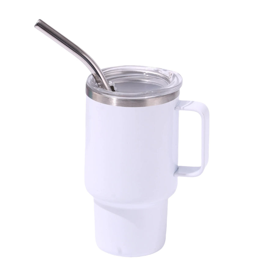 2PCS 3oz White Sublimation Mini Car Cup - 304 Stainless Steel Straw Beer Cup, Portable Insulated Whiskey Shot Glass, Per