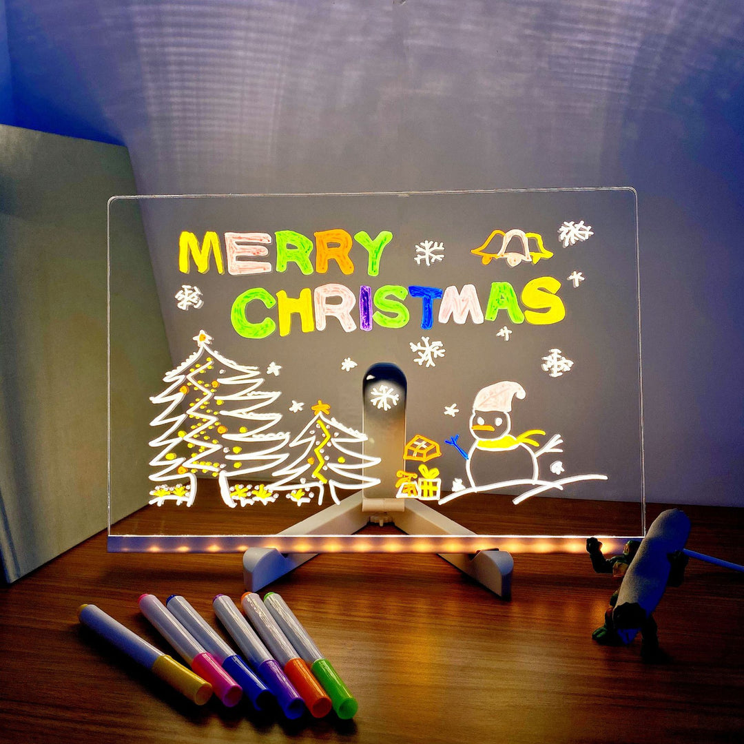 11.8' x 7.87' x 0.11' Erasable DIY Kids Drawing Board â€“ Glow-in-the-Dark Writing Board, Reusable Chalkboard for Art & 