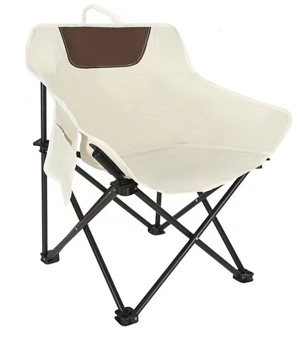 White Outdoor Folding Camping Chair â€“ Portable Lounge Chair, Lightweight Beach Chair, Fishing Stool, and Picnic Seat, 